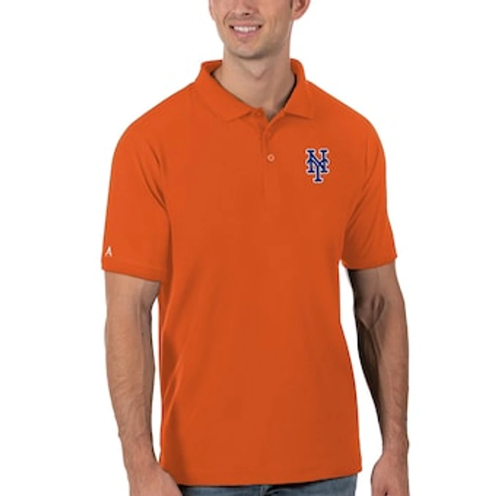 Men's Antigua Orange New York Mets Legacy Pique Polo