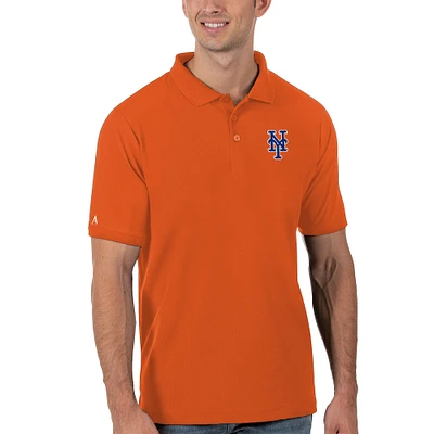 Men's Antigua Orange New York Mets Legacy Pique Polo
