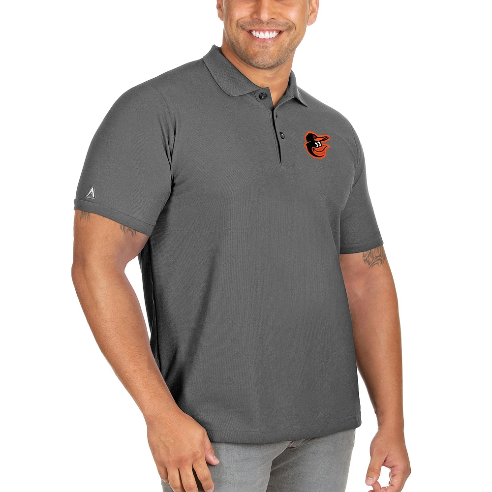 Men's Antigua Gray Baltimore Orioles Big & Tall Legacy Pique Polo