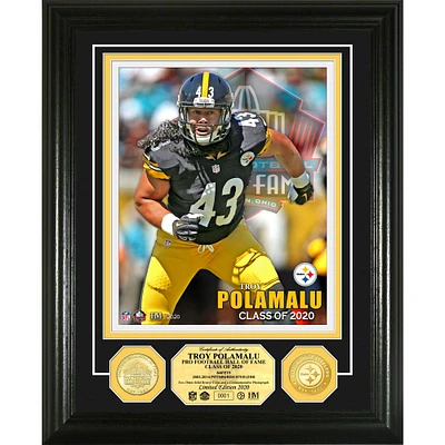 Highland Mint Troy Polamalu Pittsburgh Steelers 2020 Pro Football Hall of Fame 13'' x 16'' Bronze Coin Photo Mint