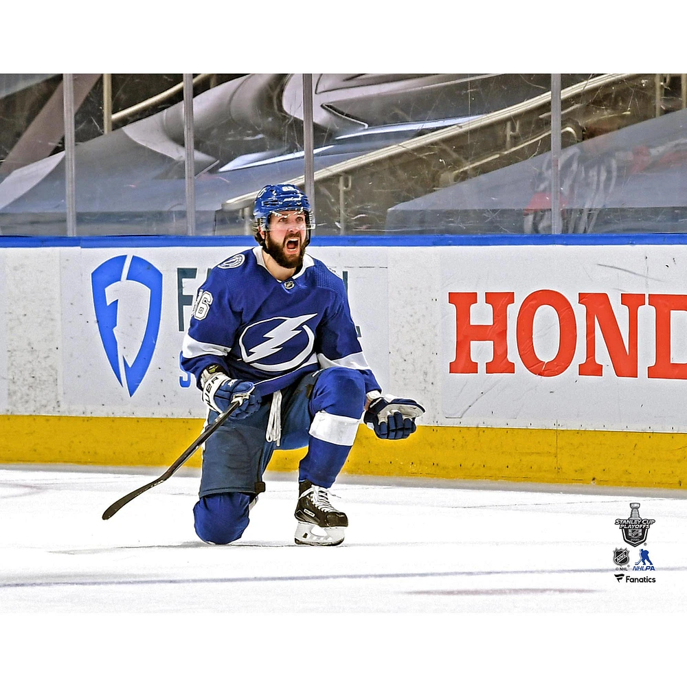 Nikita Kucherov Tampa Bay Lightning Unsigned 2020 Stanley Cup Playoffs Game 2 vs. New York Islanders Game-Winning Goal Celebration Photograph