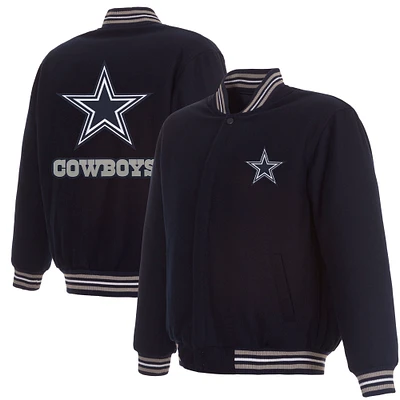 Men's JH Design Navy Dallas Cowboys Reversible Full-Snap Jacket