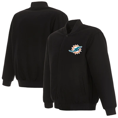Men's JH Design Black Miami Dolphins Reversible Full-Snap Jacket