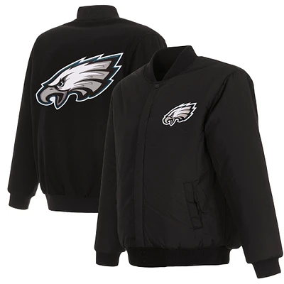 Men's JH Design Black Philadelphia Eagles Reversible Full-Snap Jacket