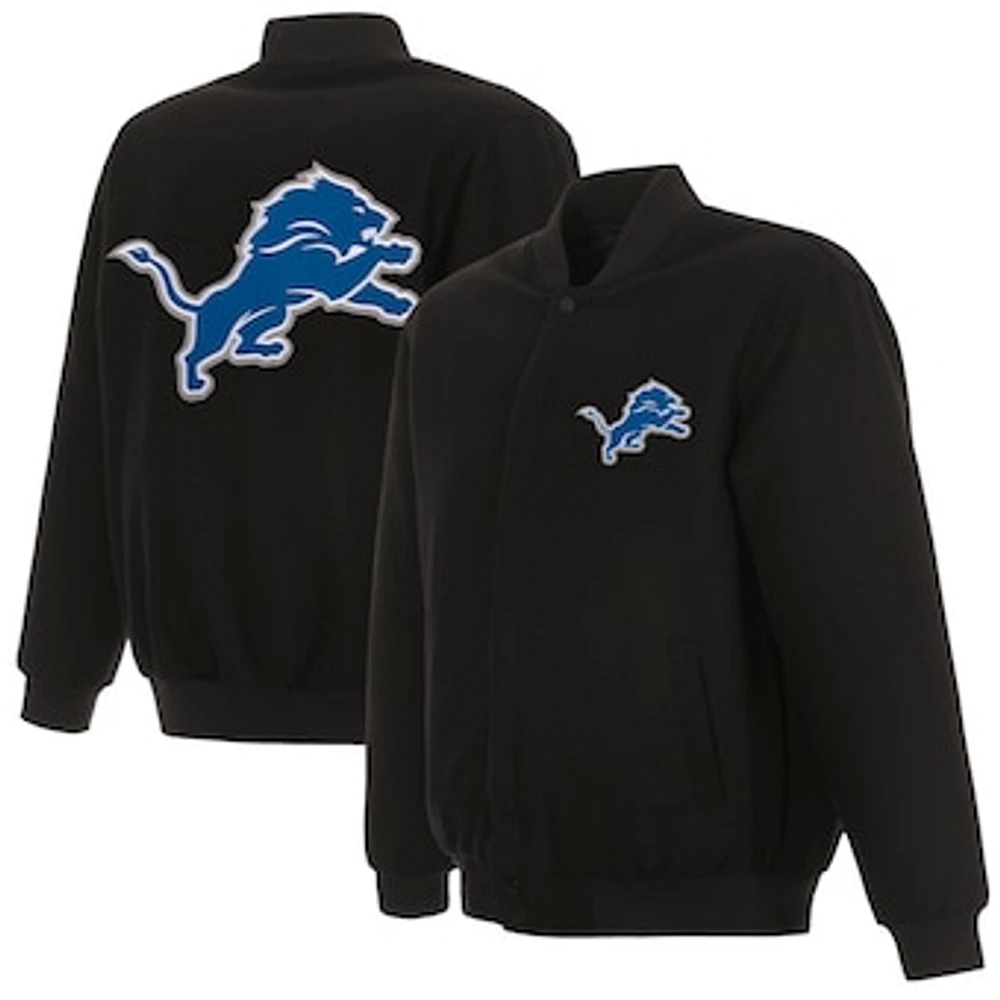 Men's JH Design Black Detroit Lions Reversible Full-Snap Jacket