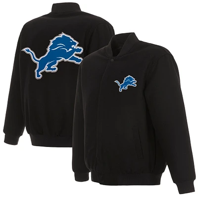 Men's JH Design Black Detroit Lions Reversible Full-Snap Jacket