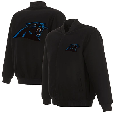 Men's JH Design Black Carolina Panthers Reversible Full-Snap Jacket