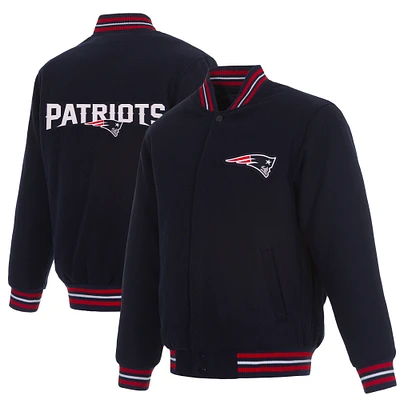 Men's JH Design Navy New England Patriots Reversible Full-Snap Jacket