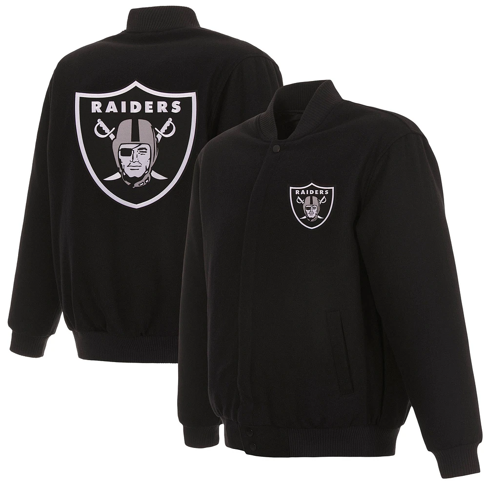 Men's JH Design Black Las Vegas Raiders Reversible Full-Snap Jacket