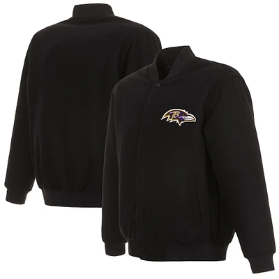 Men's JH Design Black Baltimore Ravens Reversible Full-Snap Jacket