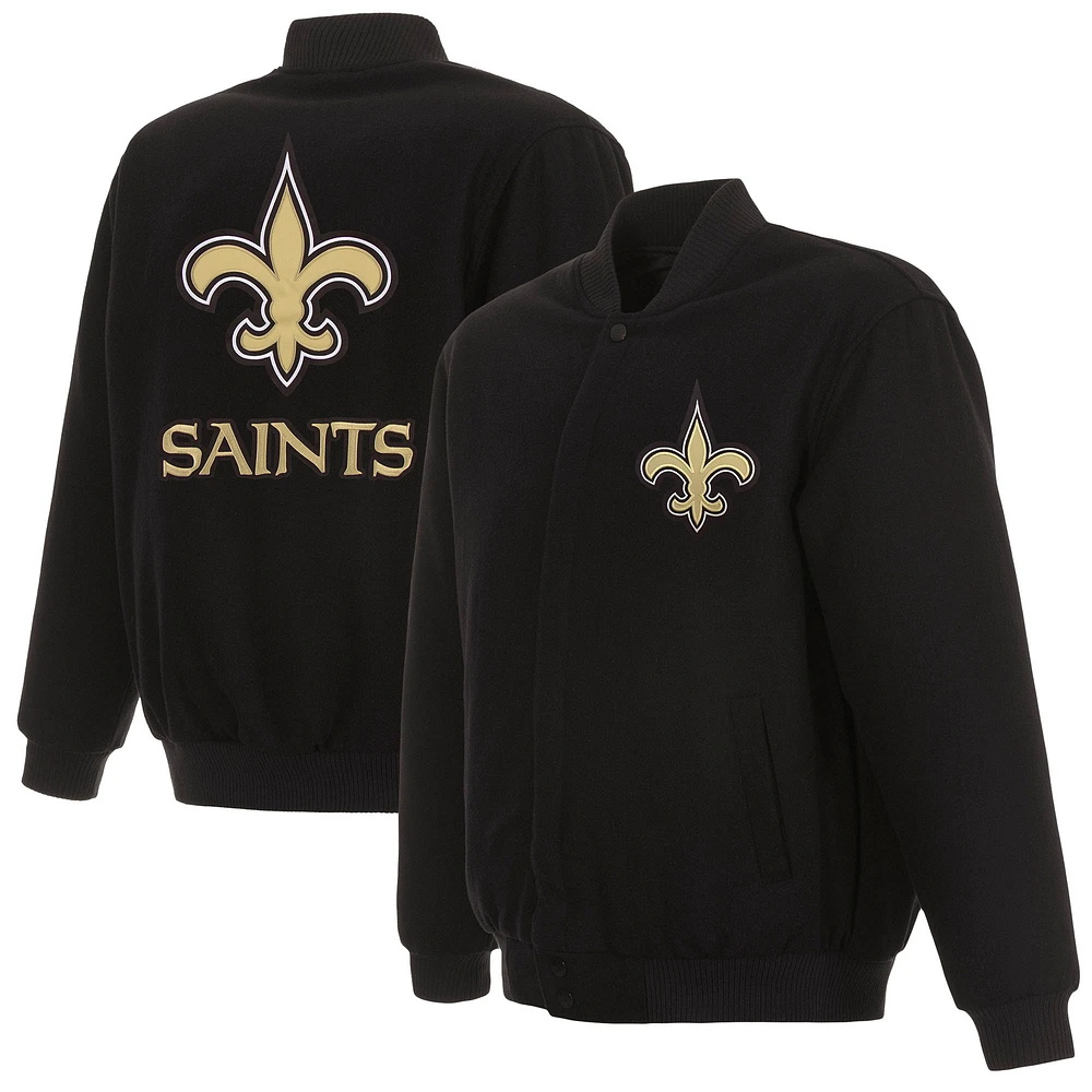 Men's JH Design Black New Orleans Saints Reversible Full-Snap Jacket