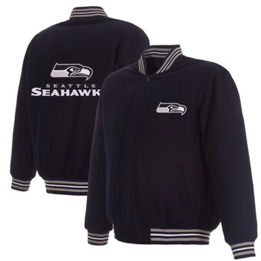 Men's JH Design Navy Seattle Seahawks Reversible Full-Snap Jacket