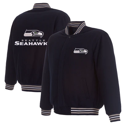 Men's JH Design Navy Seattle Seahawks Reversible Full-Snap Jacket