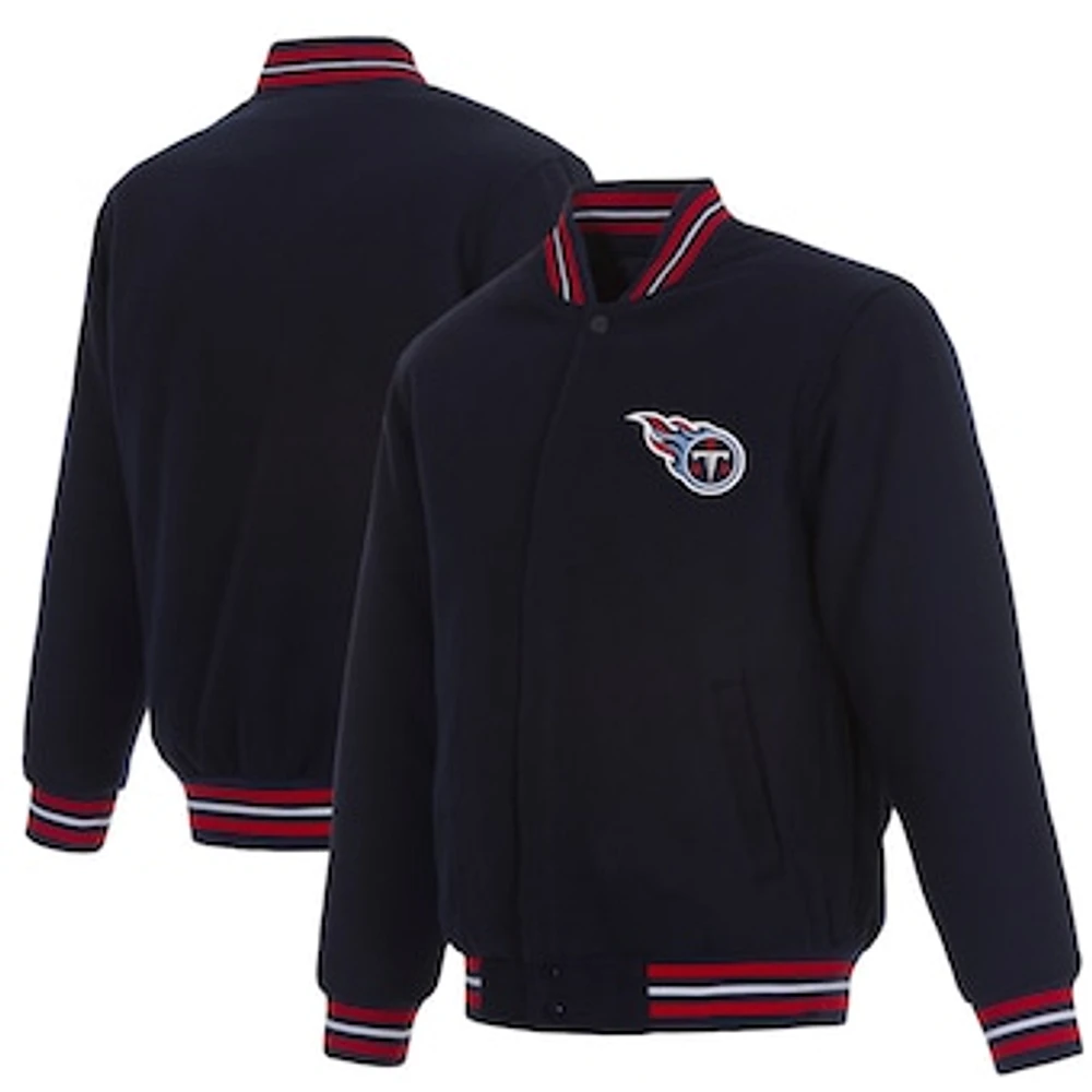 Men's JH Design Navy Tennessee Titans Reversible Full-Snap Jacket