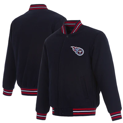 Men's JH Design Navy Tennessee Titans Reversible Full-Snap Jacket