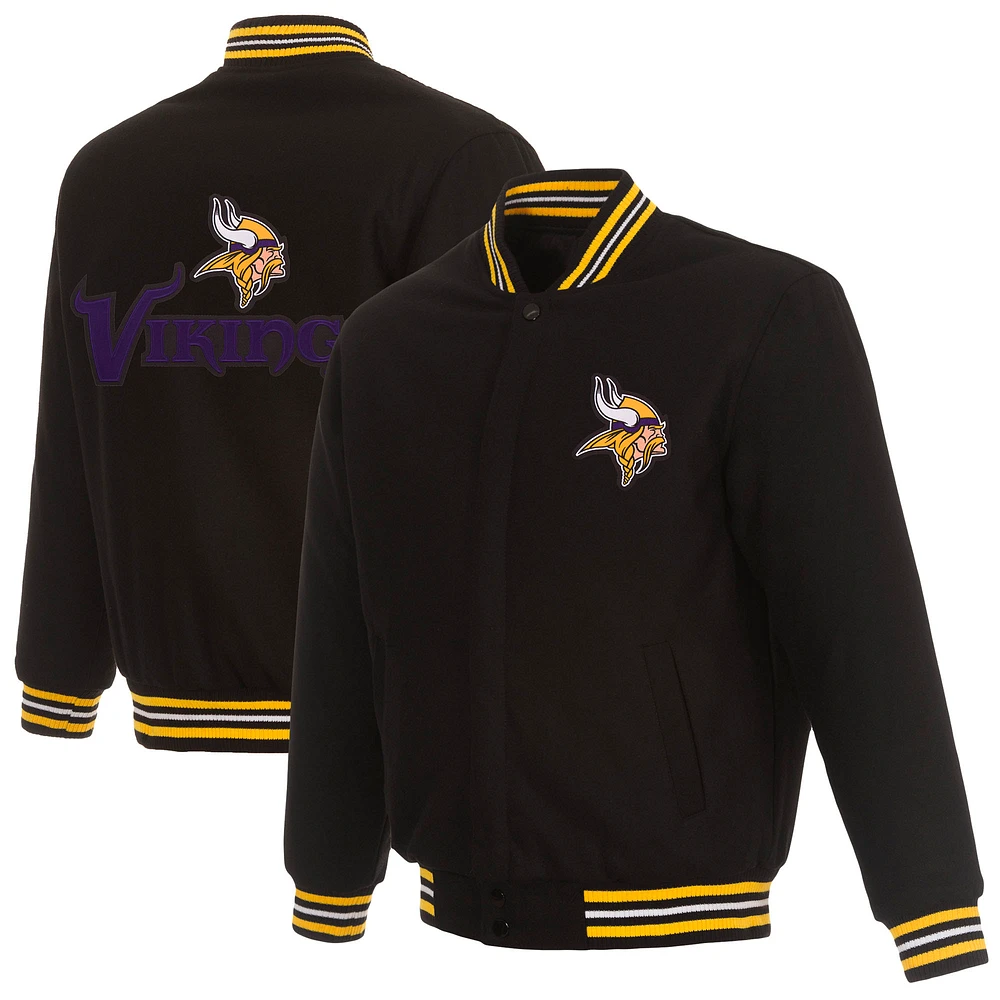 Men's JH Design Black Minnesota Vikings Reversible Full-Snap Jacket
