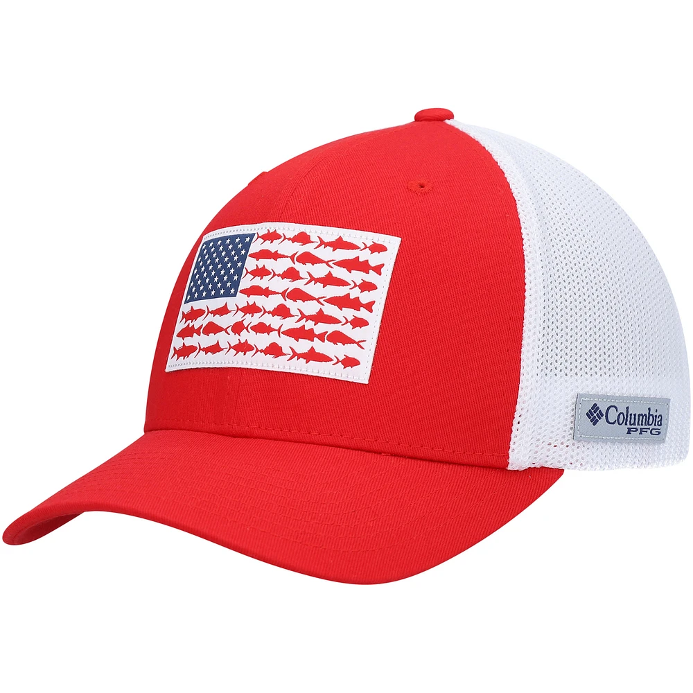 Men's Columbia PFG Red Fish Flag Mesh Flex Hat