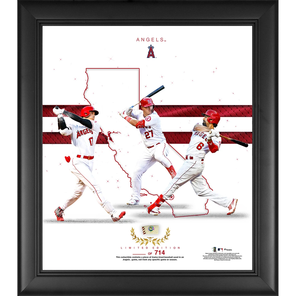 Los Angeles Angels Framed 15" x 17" Franchise Foundations Collage with a Piece of Game Used Baseball - Limited Edition of 714
