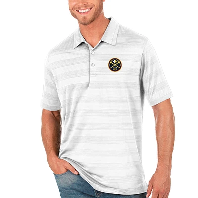 Men's Antigua White Denver Nuggets Compass Polo
