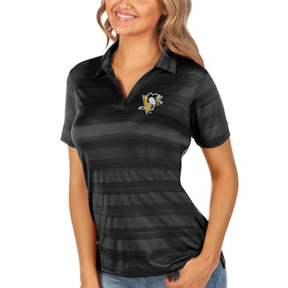 Women's Antigua Black Pittsburgh Penguins Compass Polo
