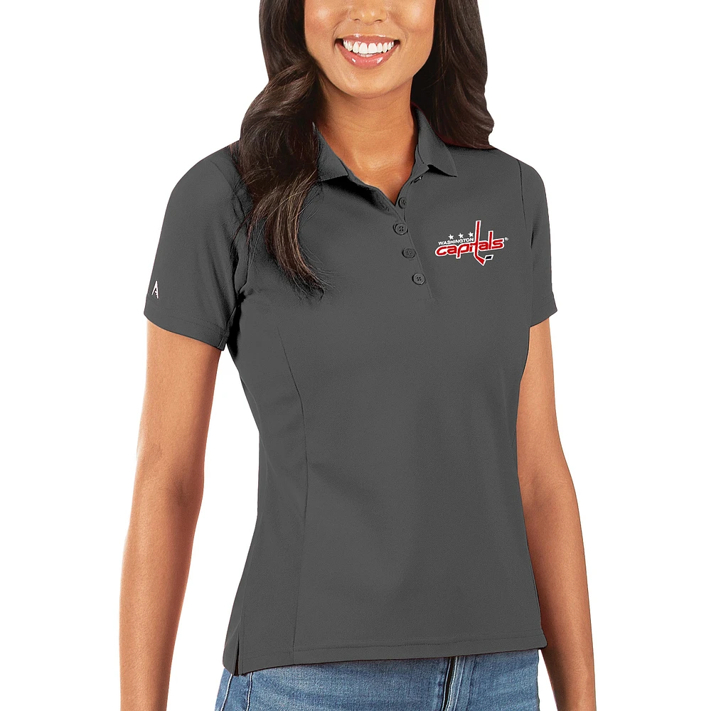 Women's Antigua Charcoal Washington Capitals Legacy Pique Polo