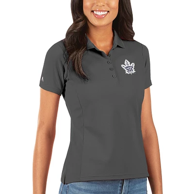 Women's Antigua Charcoal Toronto Maple Leafs Legacy Pique Polo