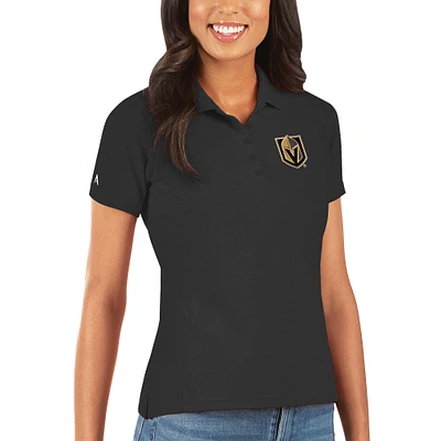 Women's Antigua Black Vegas Golden Knights Legacy Pique Polo