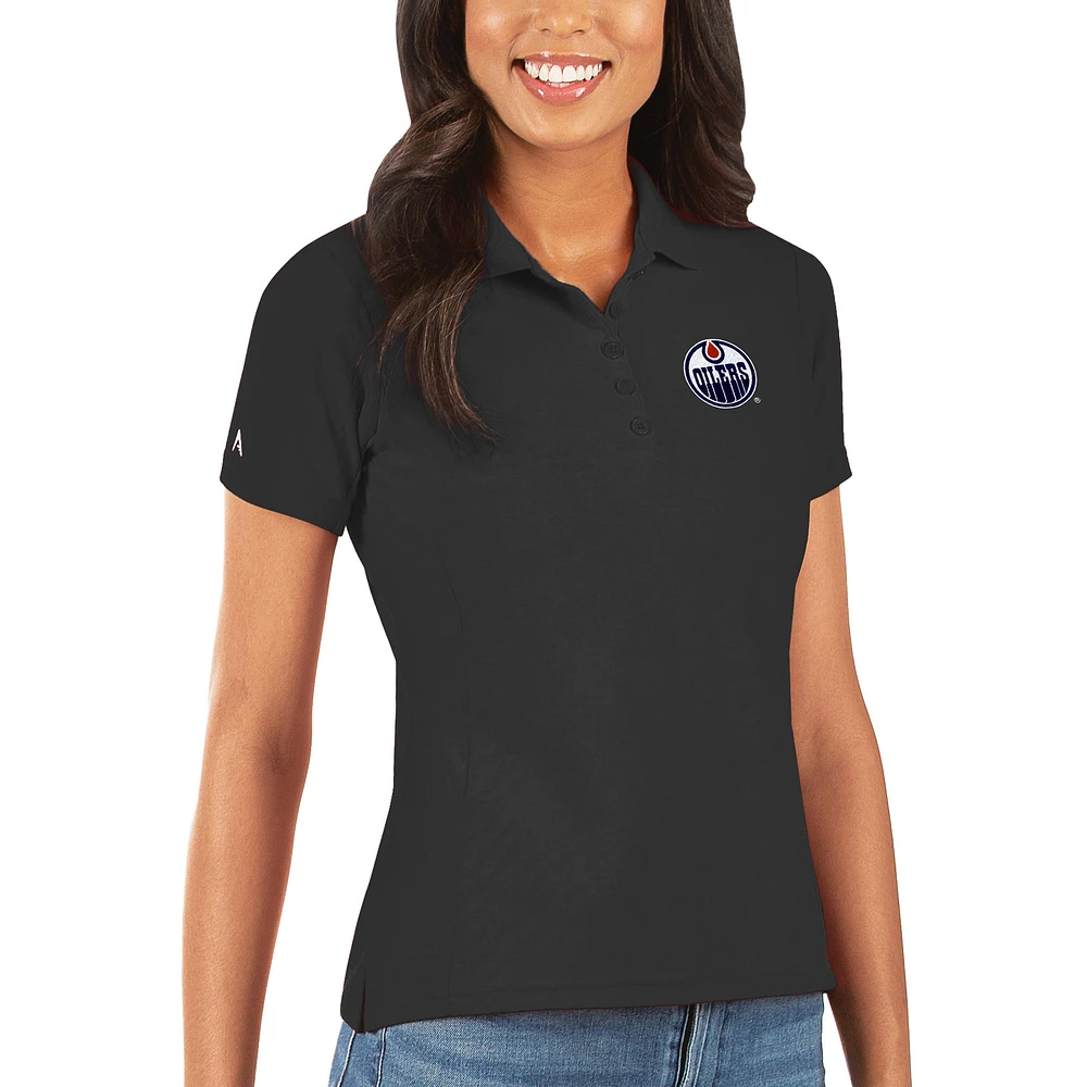 Women's Antigua Charcoal Edmonton Oilers Legacy Pique Polo