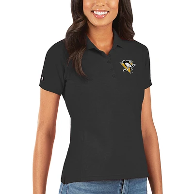Women's Antigua Black Pittsburgh Penguins Legacy Pique Polo