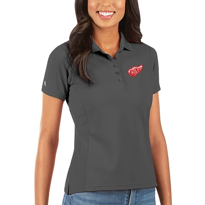 Women's Antigua Charcoal Detroit Red Wings Legacy Pique Polo