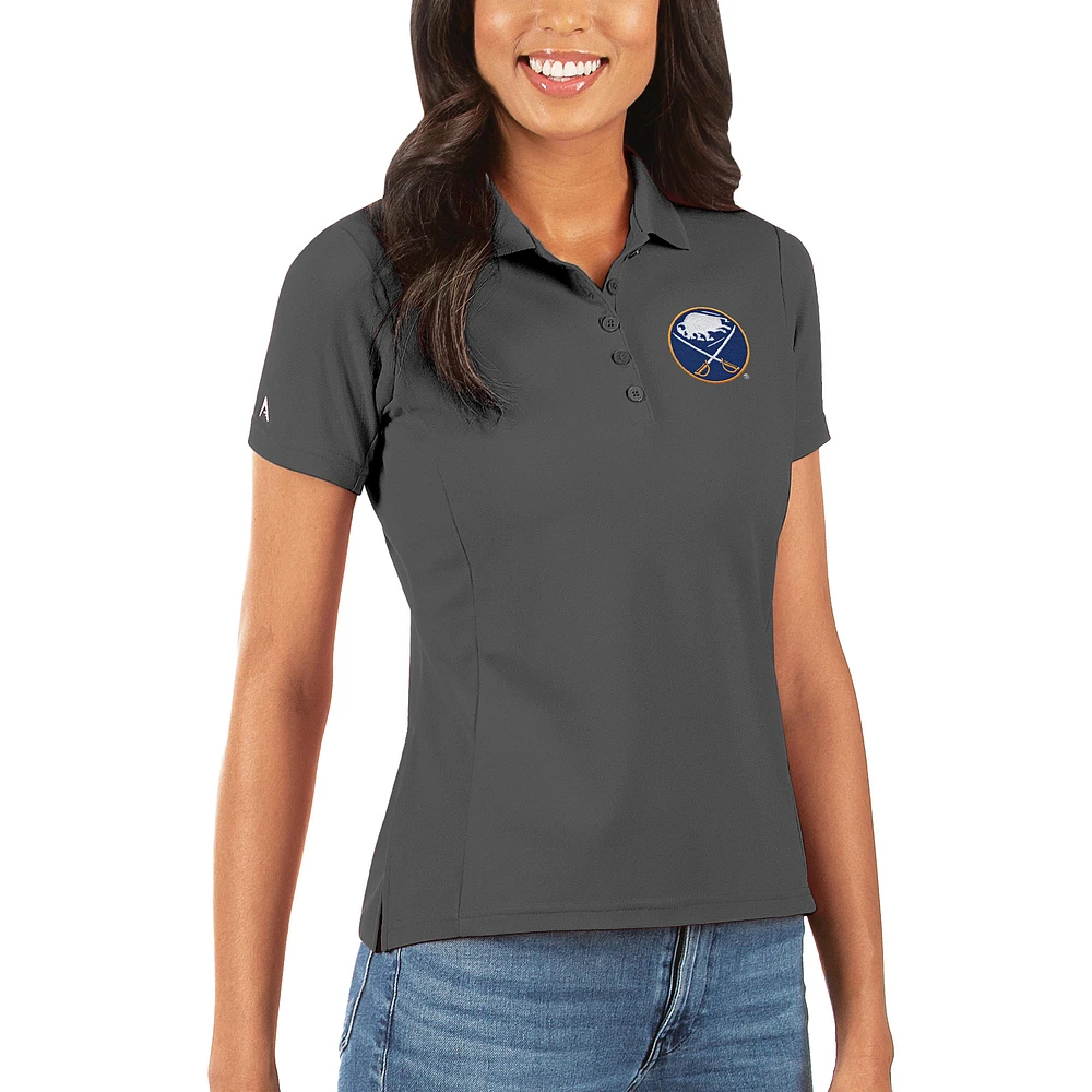 Women's Antigua Charcoal Buffalo Sabres Legacy Pique Polo