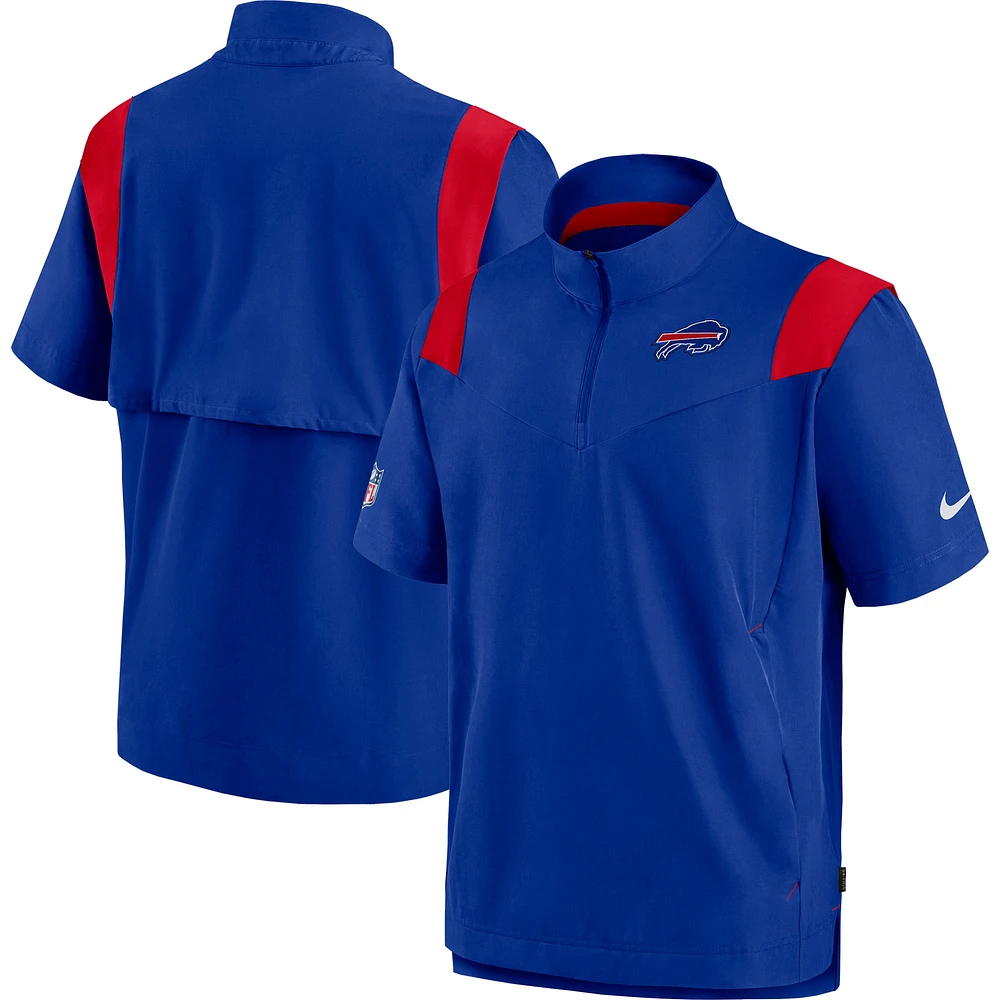 Men's Nike Royal Buffalo Bills Sideline Coaches Short Sleeve Quarter-Zip Jacket