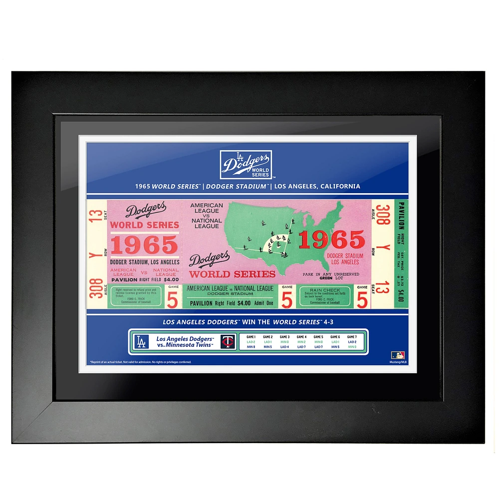 Los Angeles Dodgers 1965 World Series 18'' x 14'' Framed Ticket