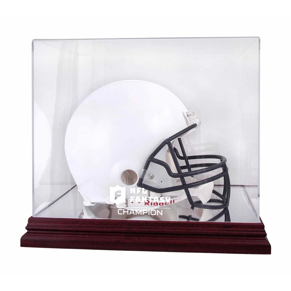NFL Fantasy Football Champion Mahogany Helmet Team Logo Display Case with Mirror Back