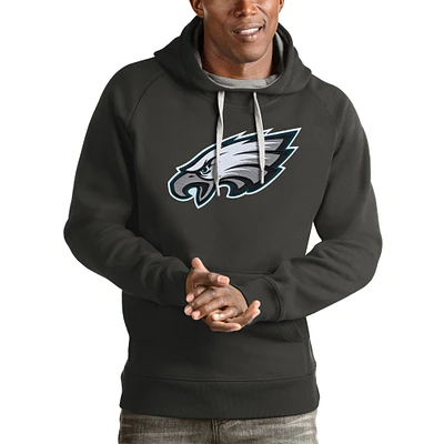 Men's Antigua Charcoal Philadelphia Eagles Victory Pullover Hoodie