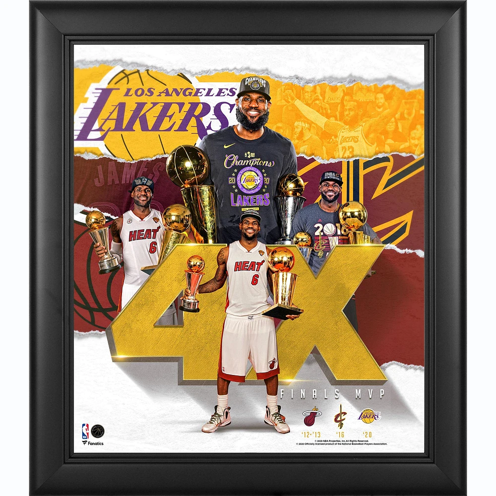 LeBron James Los Angeles Lakers Framed 15" x 17" 4X NBA Finals MVP Collage