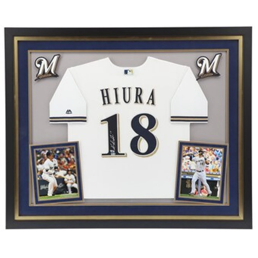 Keston Hiura Milwaukee Brewers Deluxe Framed Autographed White Replica Jersey