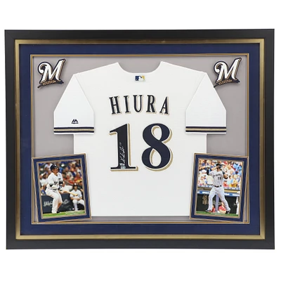 Keston Hiura Milwaukee Brewers Deluxe Framed Autographed White Replica Jersey