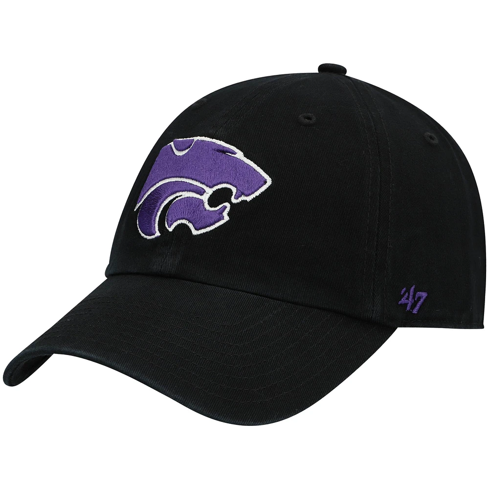 Men's '47 Black Kansas State Wildcats Clean Up Adjustable Hat