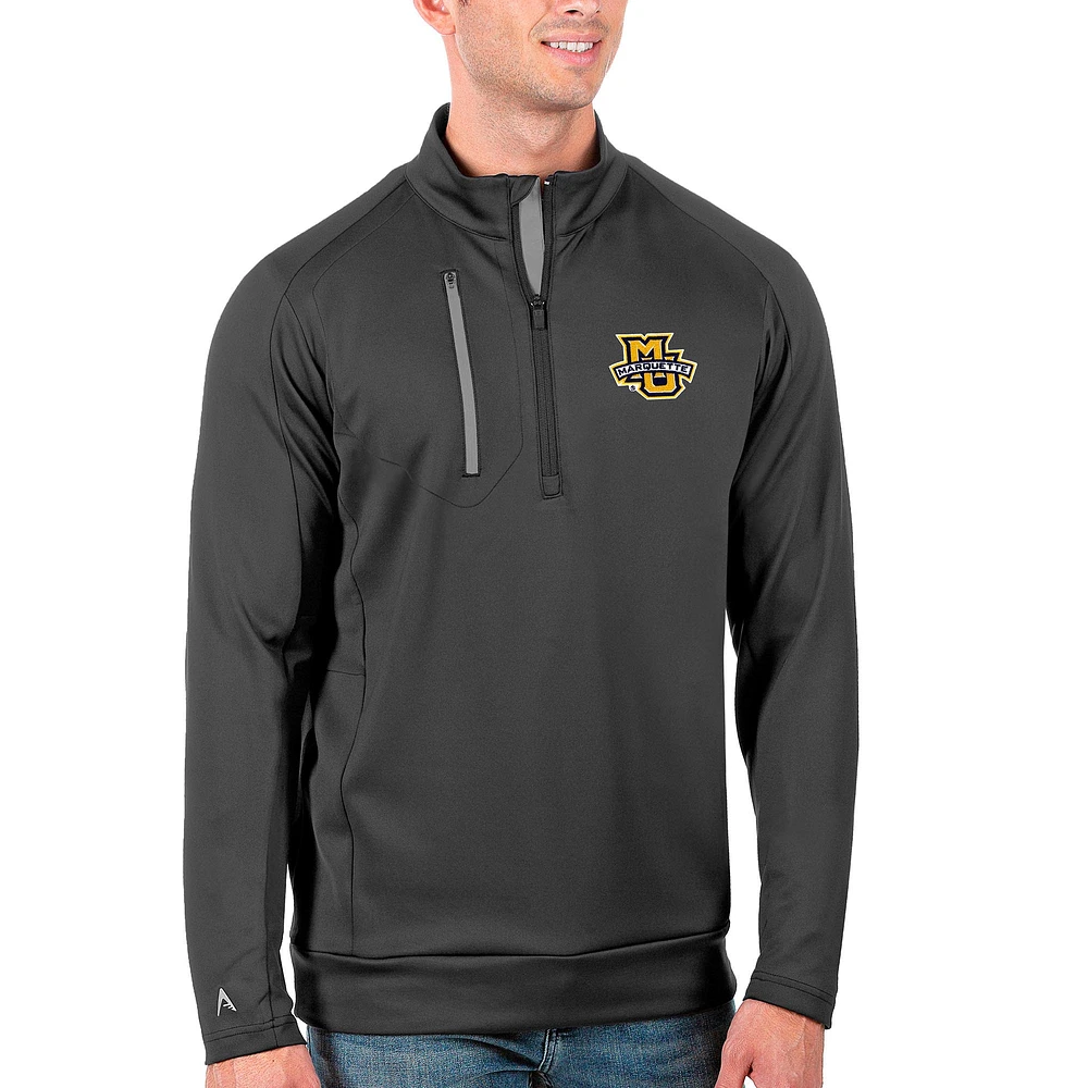 Men's Antigua Anthracite Marquette Golden Eagles Big & Tall Generation Quarter-Zip Pullover Jacket