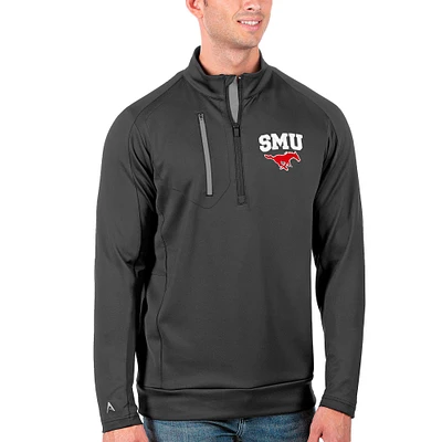 Men's Antigua Anthracite SMU Mustangs Big & Tall Generation Quarter-Zip Pullover Jacket
