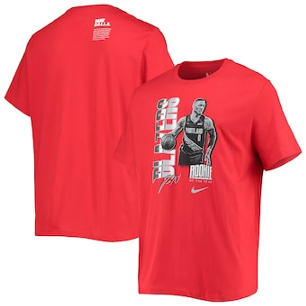 Men's Nike Damian Lillard Red Portland Trail Blazers Select Series Rookie of the Year Name and Number T-Shirt