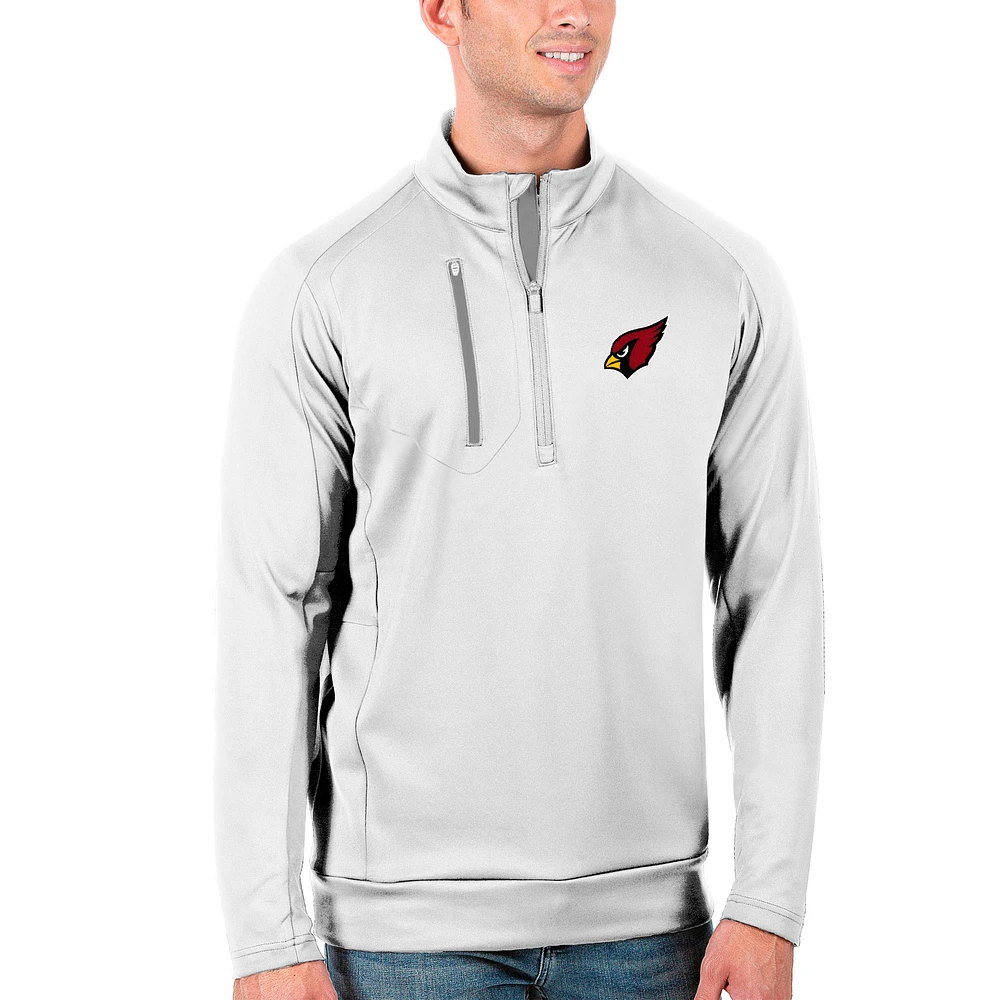 Men's Antigua White/Silver Arizona Cardinals Generation Quarter-Zip Pullover Jacket
