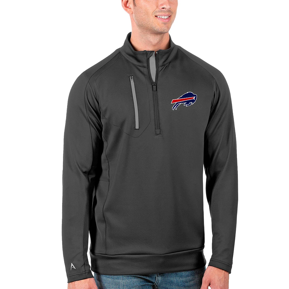 Men's Antigua Charcoal/Silver Buffalo Bills Generation Quarter-Zip Pullover Jacket