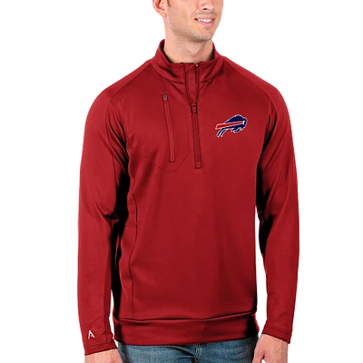 Men's Antigua Red Buffalo Bills Generation Quarter-Zip Pullover Jacket