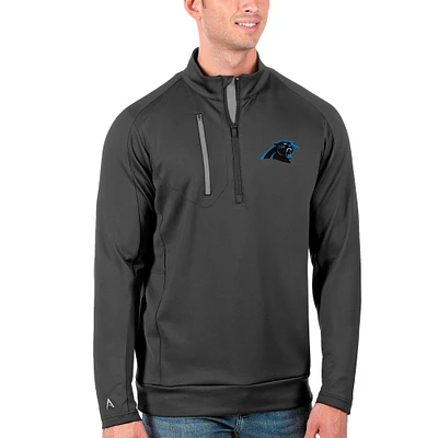 Men's Antigua Charcoal/Silver Carolina Panthers Generation Quarter-Zip Pullover Jacket