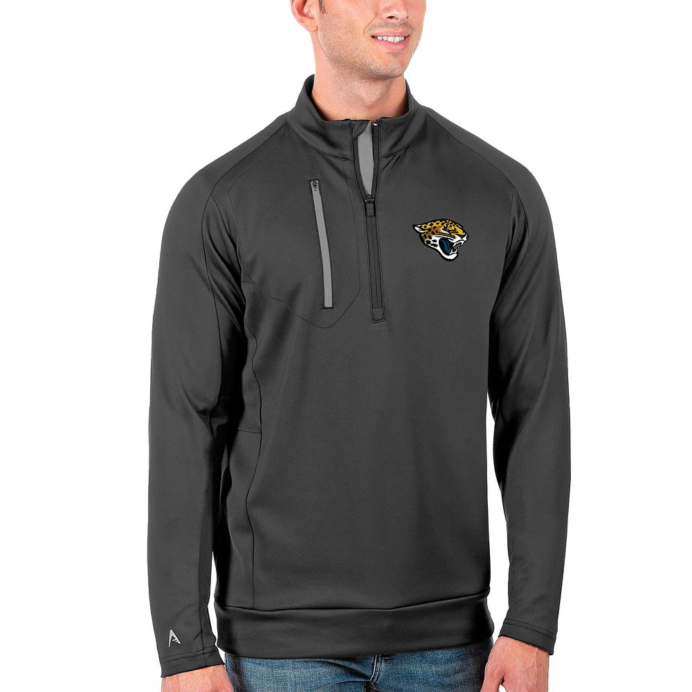 Men's Antigua Charcoal/Silver Jacksonville Jaguars Generation Quarter-Zip Pullover Jacket