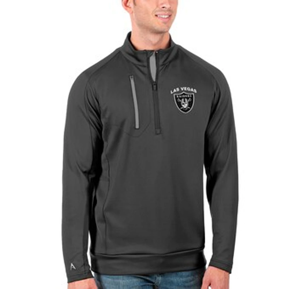 Men's Antigua Charcoal/Silver Las Vegas Raiders Generation Quarter-Zip Pullover Jacket
