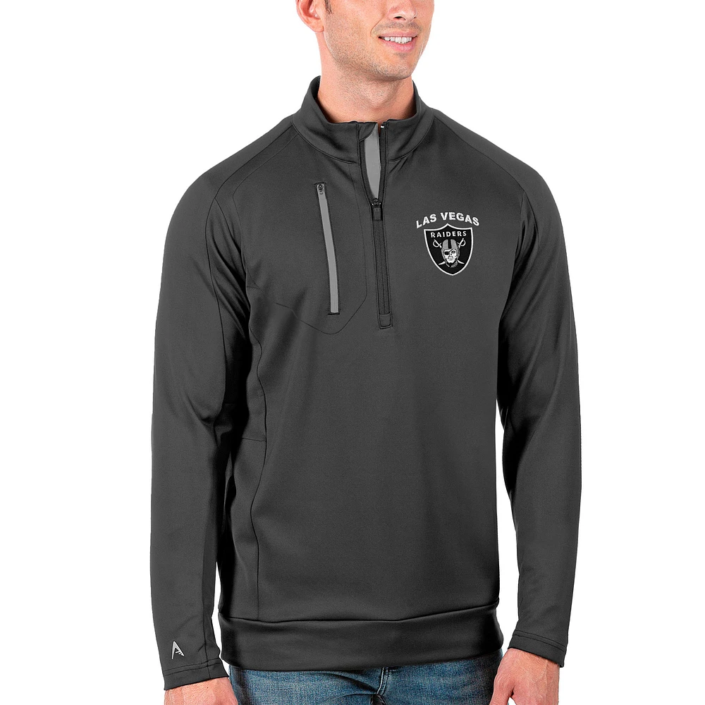 Men's Antigua Charcoal/Silver Las Vegas Raiders Big & Tall Generation Quarter-Zip Pullover Jacket