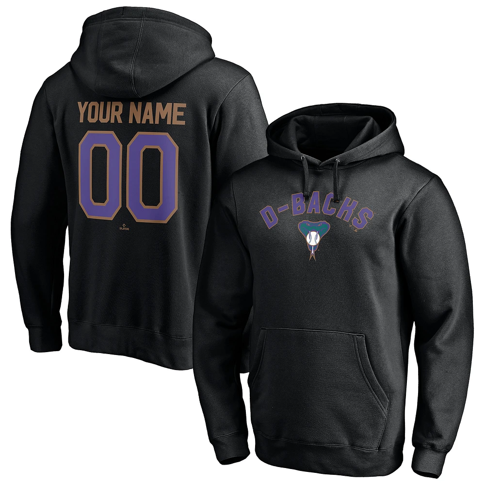 Men's Black Arizona Diamondbacks Cooperstown Winning Streak Personalized Name & Number Pullover Hoodie